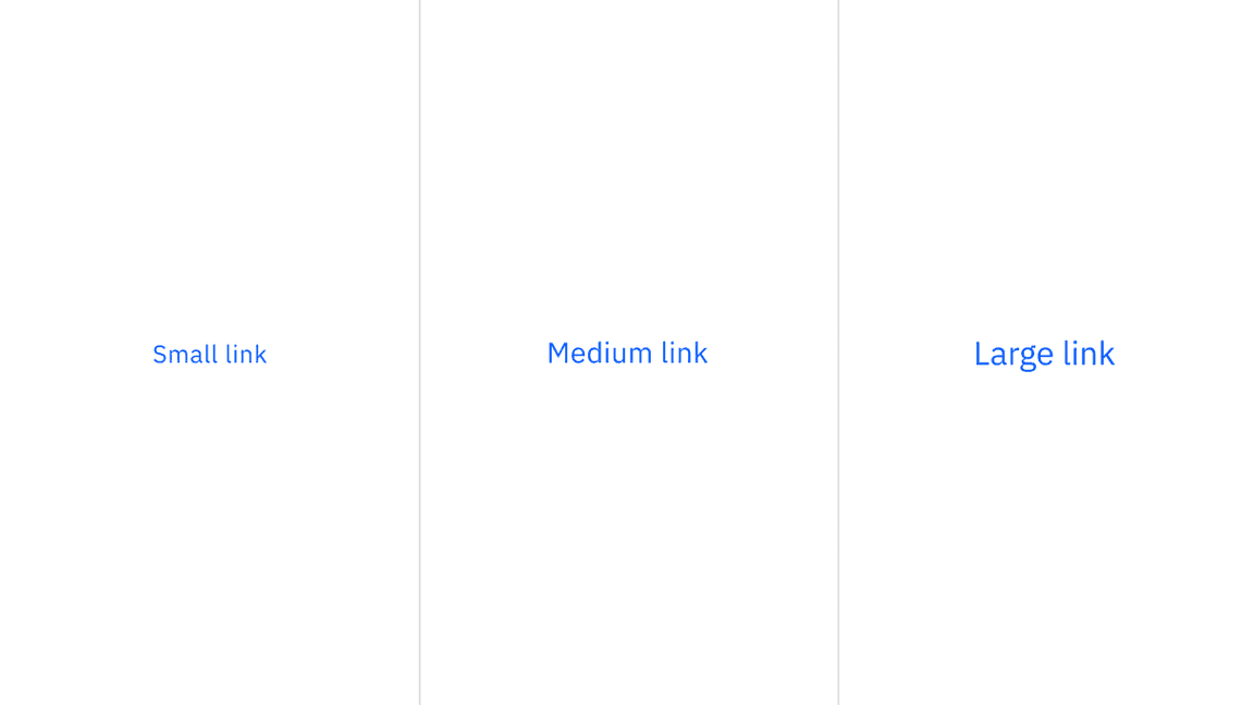 Sizing applies to both standalone and inline links